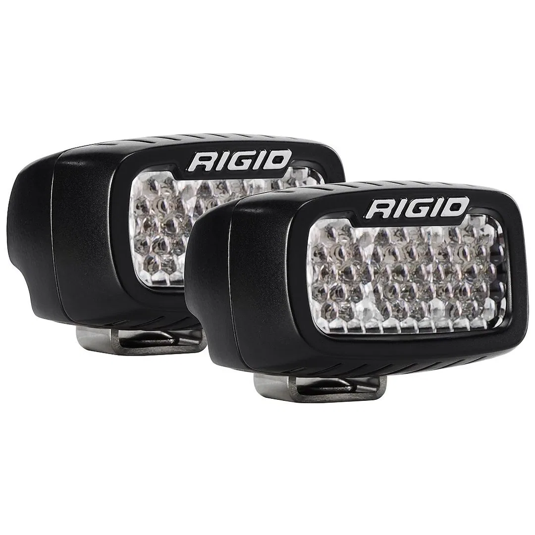 980003 – RIGID IND Backup Light - LED, Bumper Mount Set Of 2 White LED Black Cast Aluminum Housing 60 Degree Diffused...